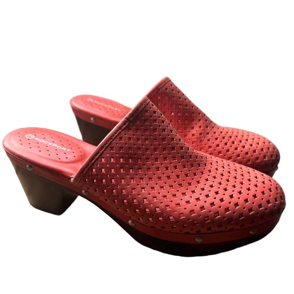 EUC Rockport Adiprene Adidas Coral Leather Clogs Slides Heels